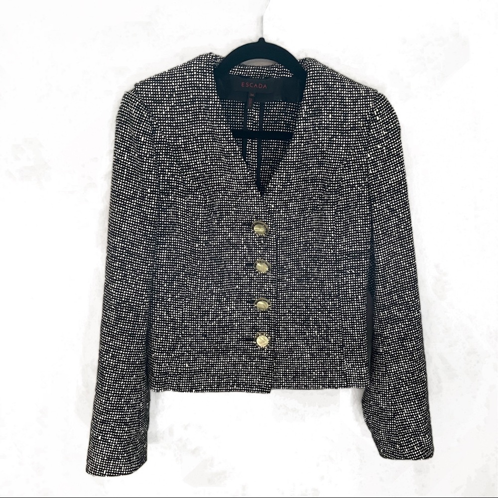 Escada Vintage Cotton Cupro Tweeted Blazer 34